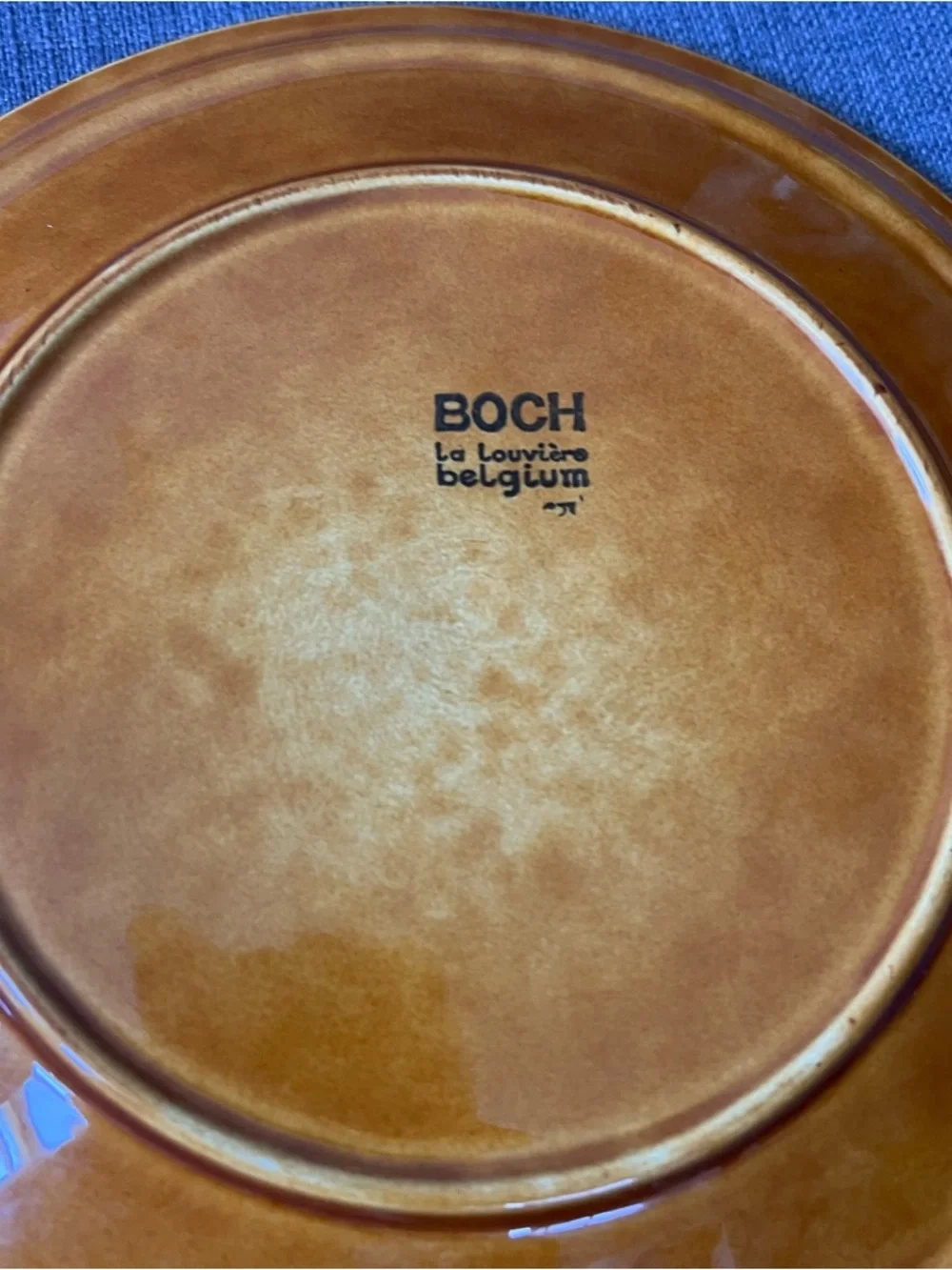 Amber-Tone Boch La Louviere Glazed Ceramic Divided Serving Dish Belgium set of 6